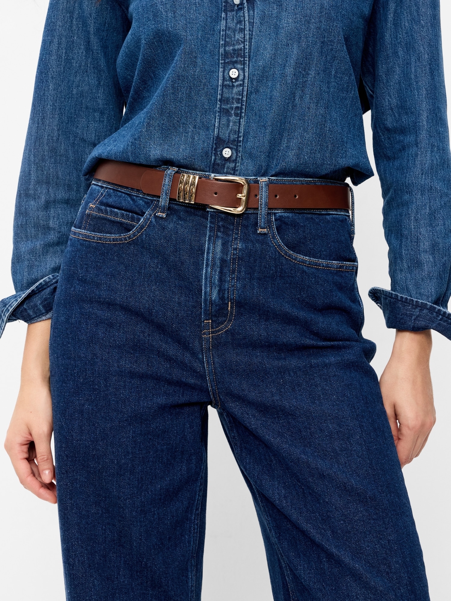 Triple-Loop Skinny Belt for Women