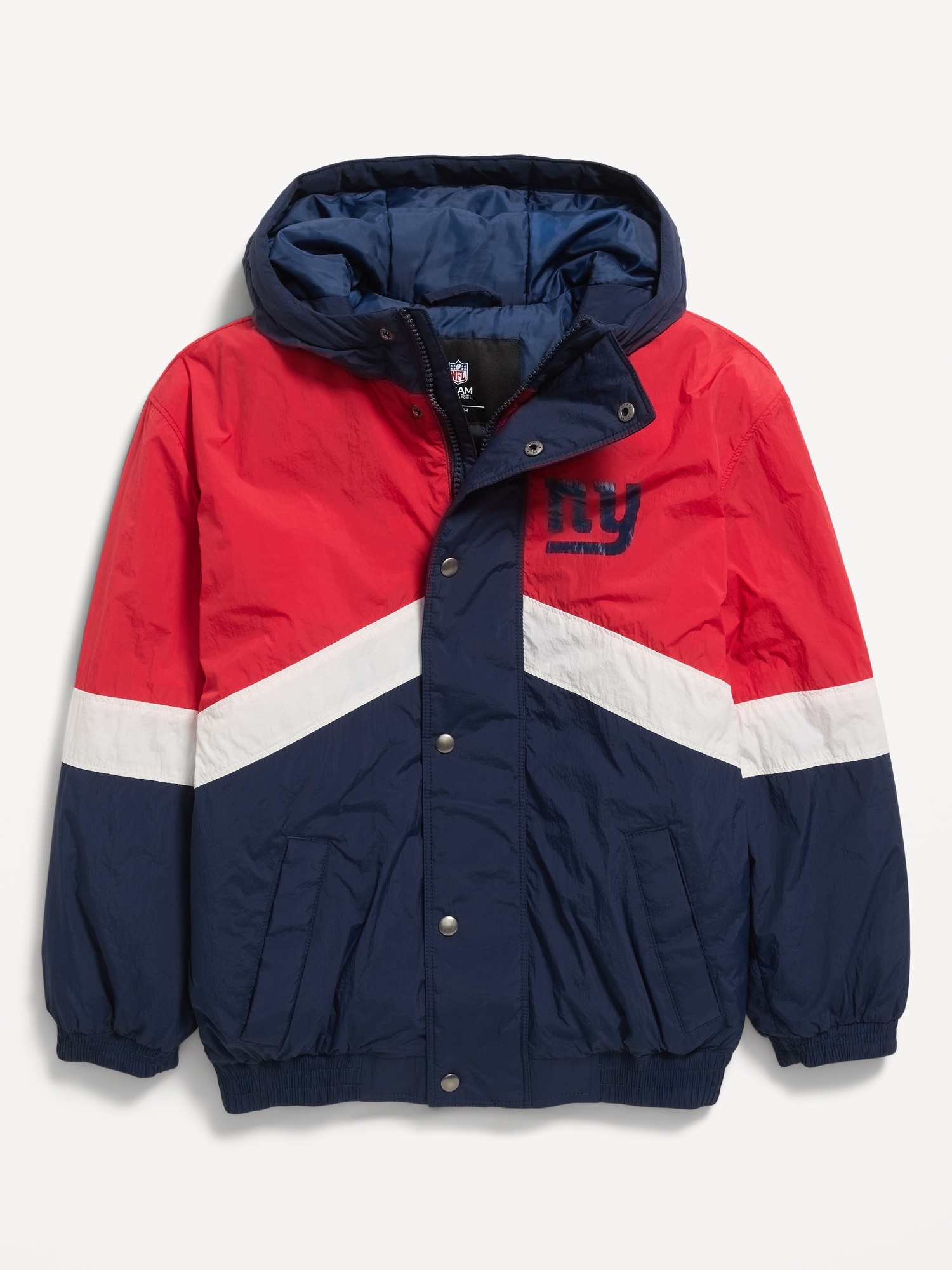 New York Giants Oversized Crinkled Hooded Jacket for Boys