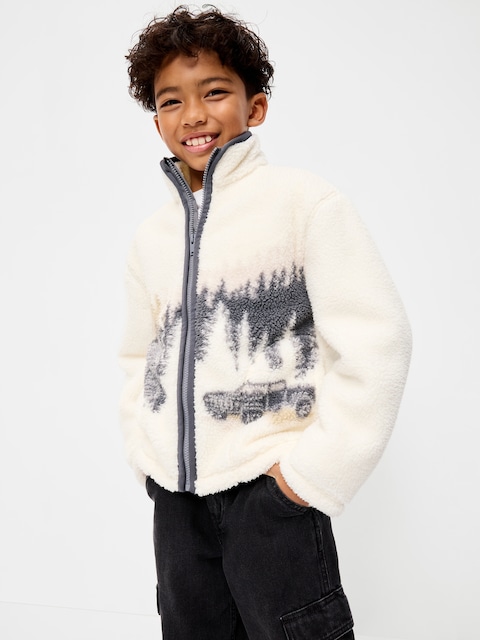Oversized Sherpa Full-Zip Jacket for Boys
