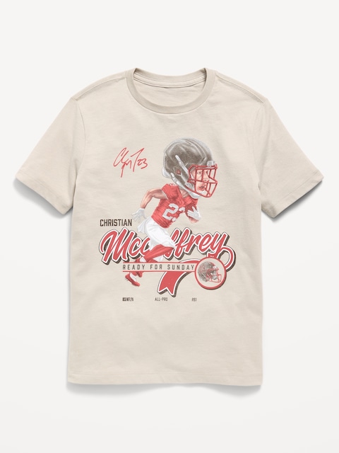San Francisco 49ers Christian McCaffrey Gender-Neutral Graphic T-Shirt for Kids