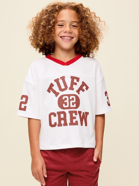Oversized Mesh Graphic Football T-Shirt for Boys
