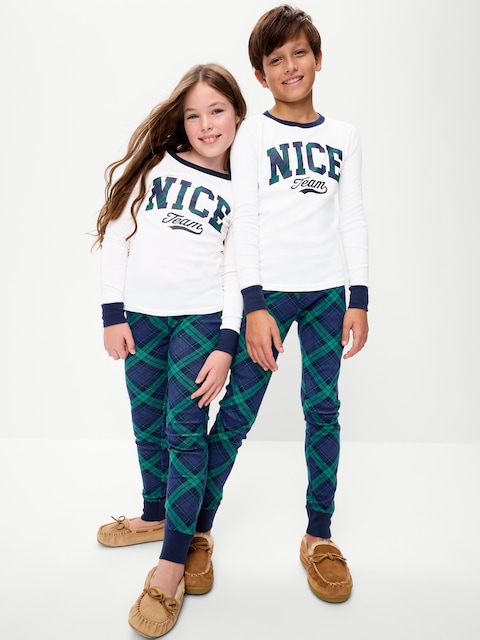 Gender-Neutral Snug-Fit Graphic Pajama Set for Kids