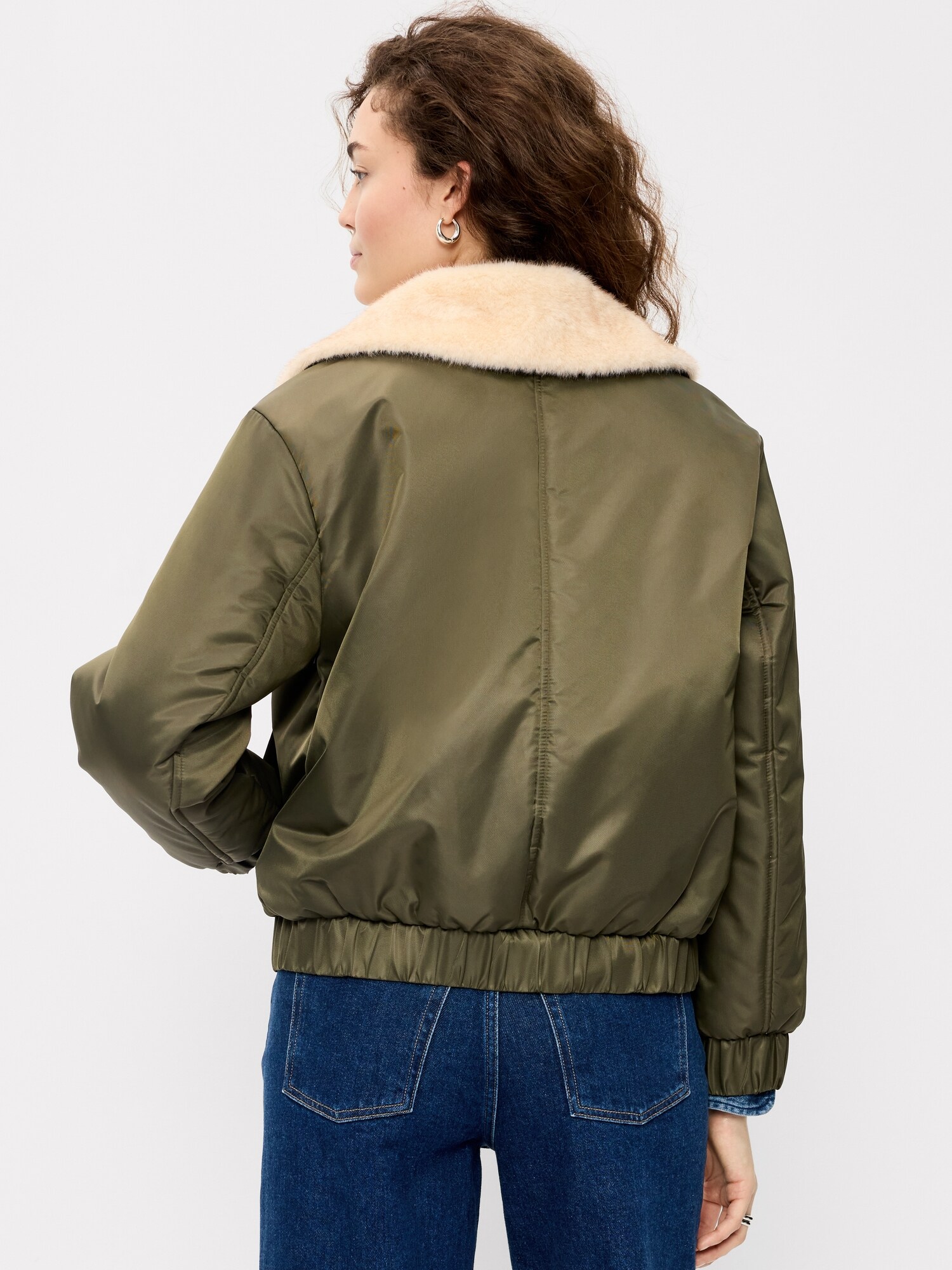 Женская куртка-бомбер Old Navy Utility с воротником из искусственного меха, цвет: Dill Caper — фото 2