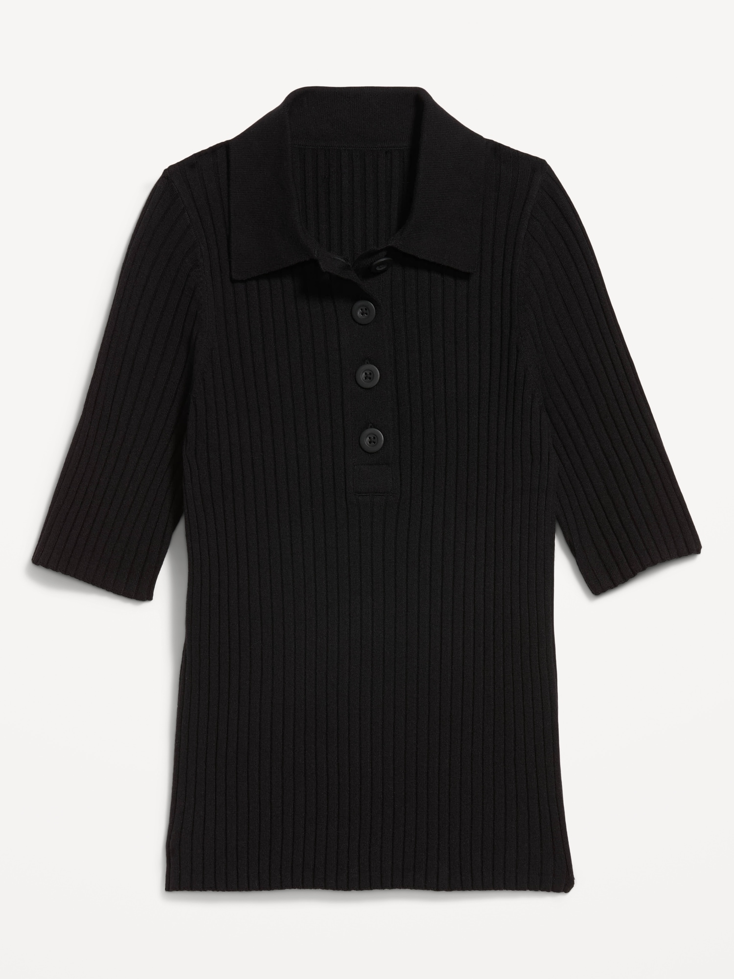 Женское поло Old Navy Short-Sleeve Ribbed Polo, цвет: Чёрный
