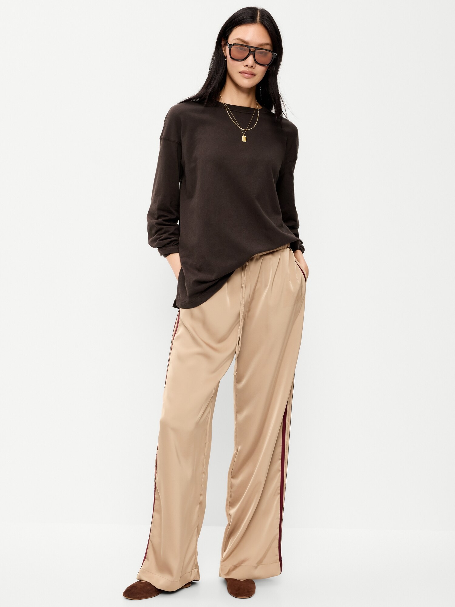Женская футболка Old Navy Oversized EveryWear Long-Sleeve Tunic, цвет: Чёрный кофейный — фото 3