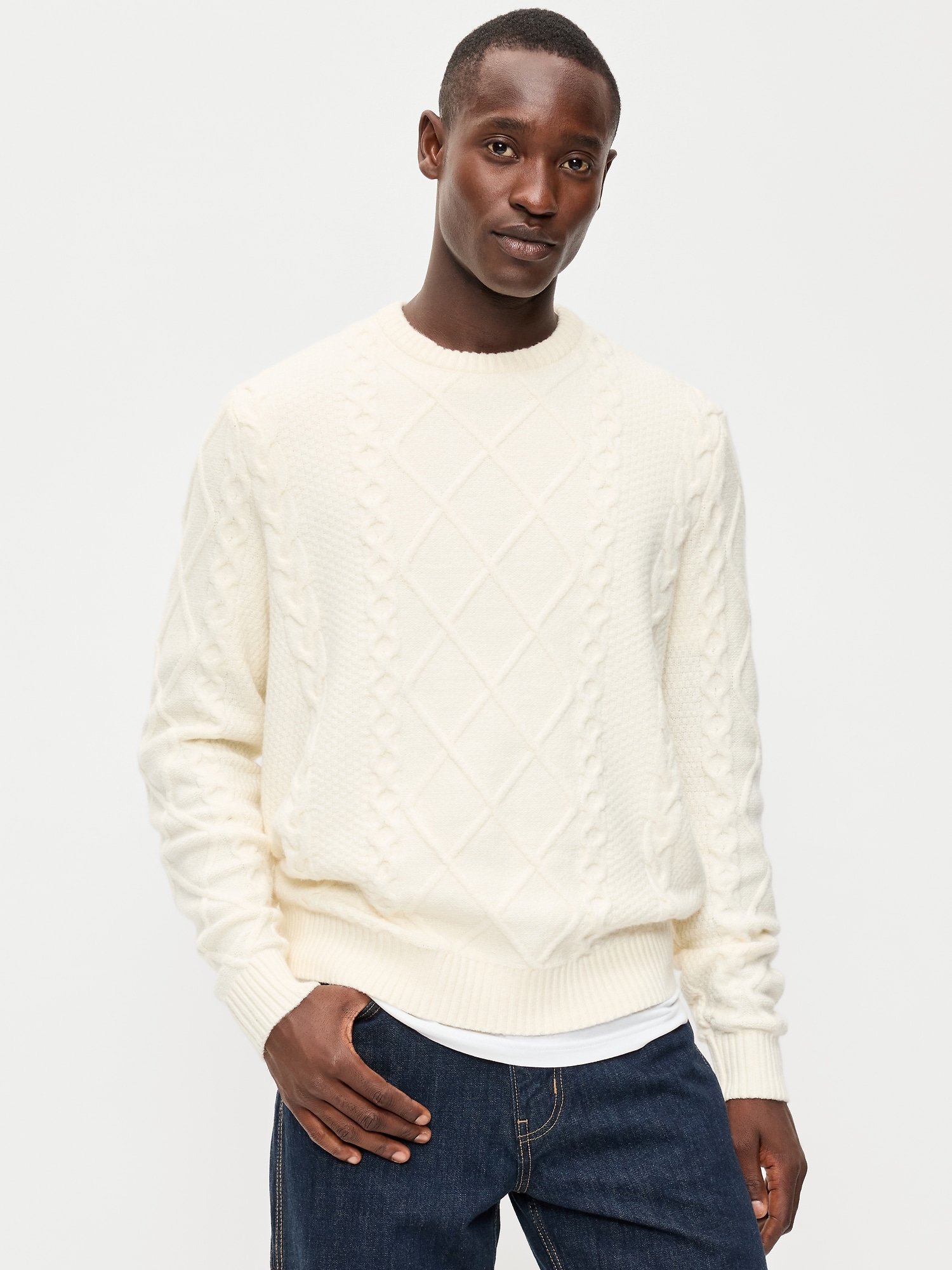 Cable-Knit Crew-Neck Sweater