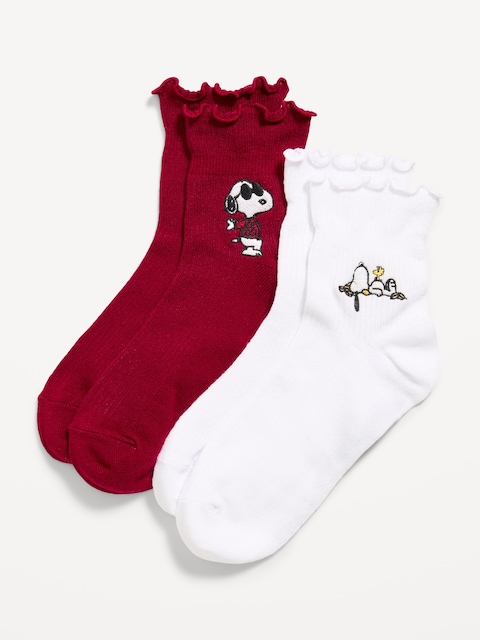 Peanuts™ Ruffled Quarter Crew Sock 2-Pack for Women