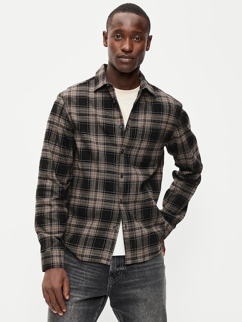 Relaxed Long-Sleeve Flannel Pocket Shirt