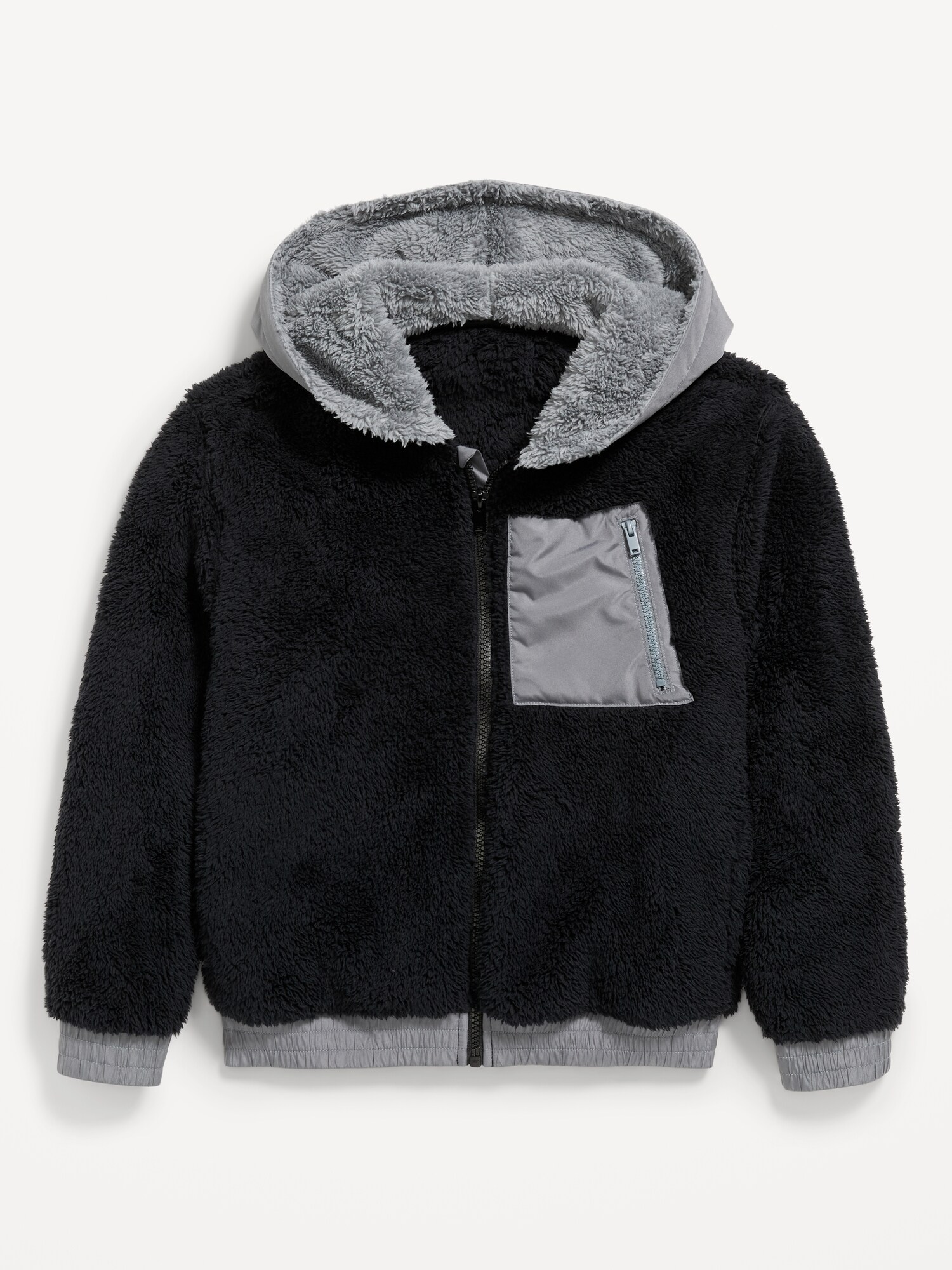 Детская куртка Old Navy Utility из шерпы на молнии для мальчиков, цвет: Чёрный — фото 2