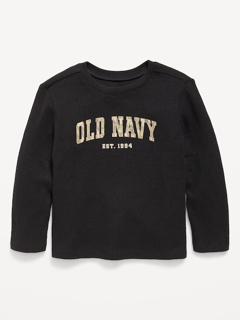 Long-Sleeve Waffle Knit Logo Graphic T-Shirt for Toddler Boys