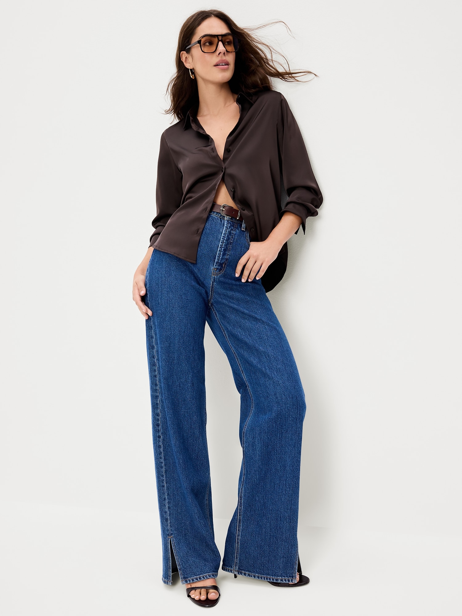 Satin Button-Down Shirt