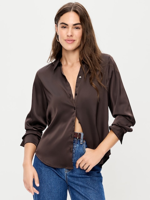 Satin Button-Down Shirt