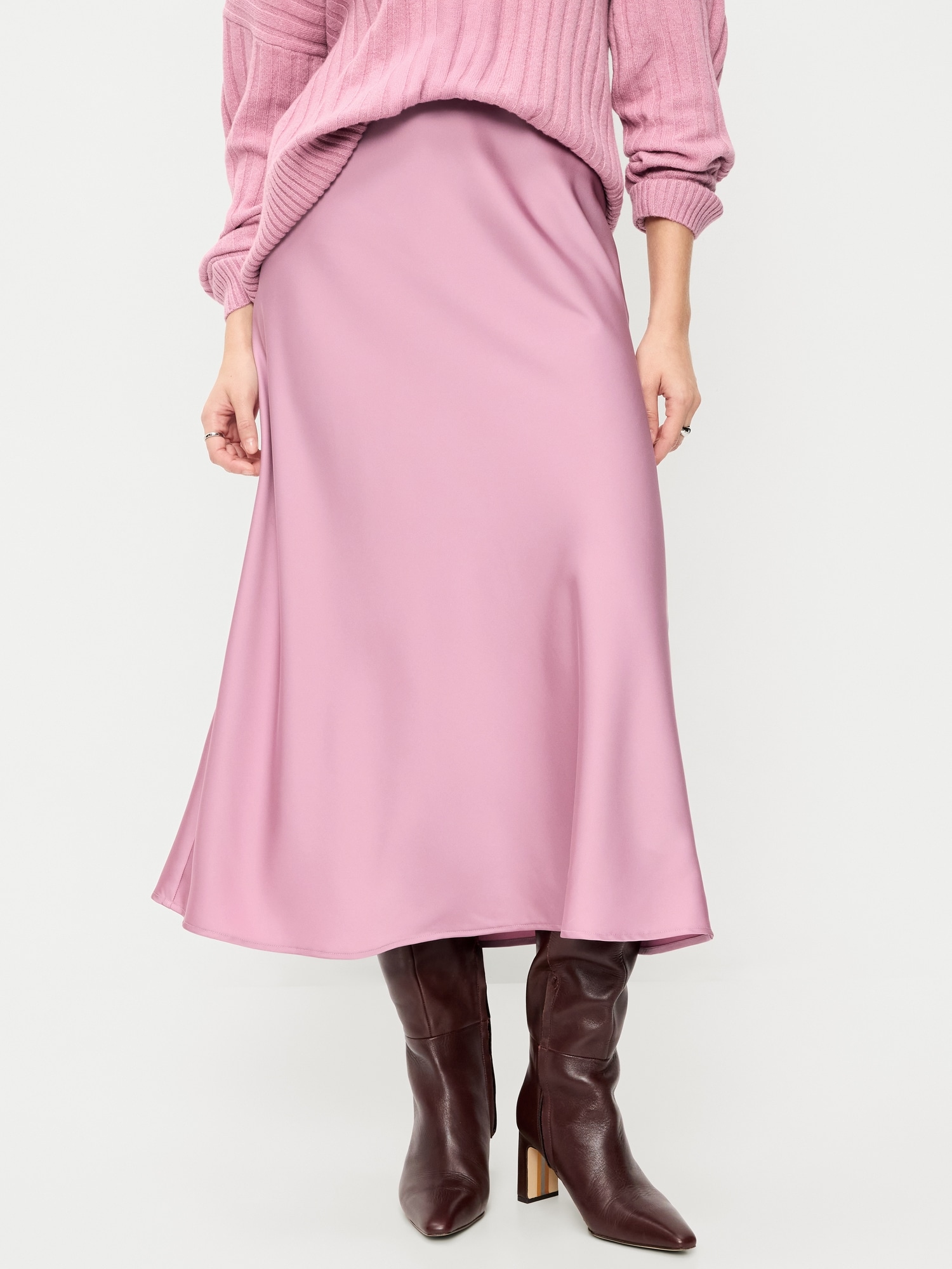 Satin A-Line Maxi Skirt
