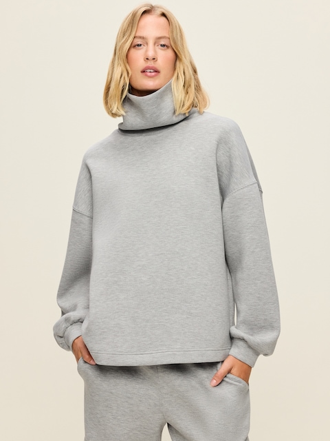 Oversized Bounce Fleece Funnel-Neck Tunic