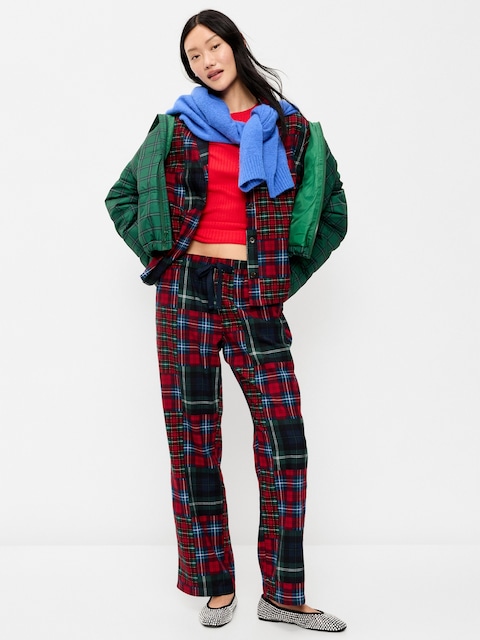 Printed Flannel Pajama Pants Set for Women