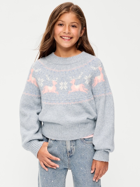 SoSoft Long-Sleeve Fair Isle Sweater for Girls