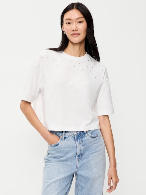 Embellished EveryWear Crew-Neck T-Shirt