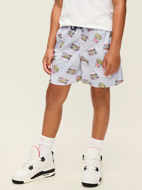 Printed Knee Length Mesh Shorts for Boys