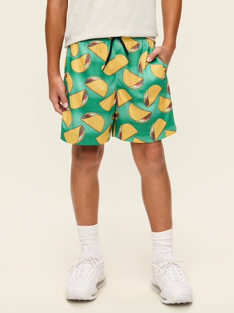 Printed Knee Length Mesh Shorts for Boys