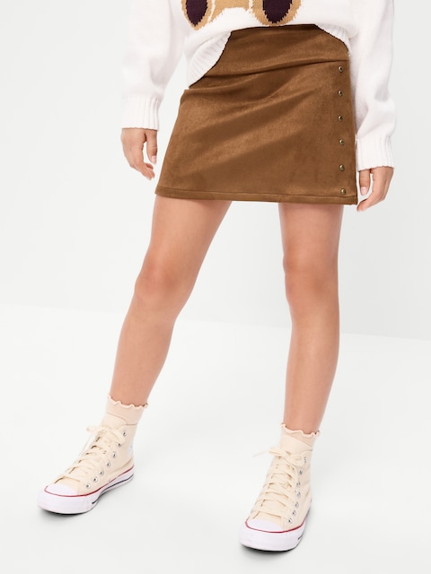 Faux-Suede Studded Skirt for Girls