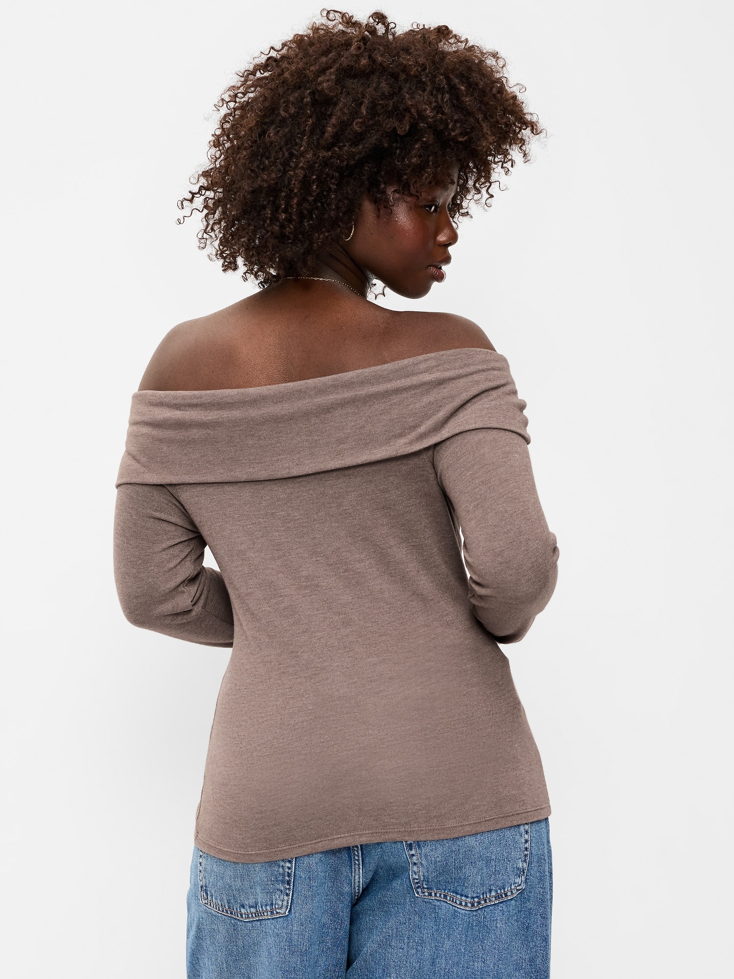 Off-The-Shoulder Long-Sleeve Fitted Top