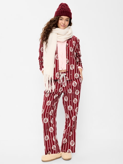 Printed Flannel Pajama Pants Set for Women