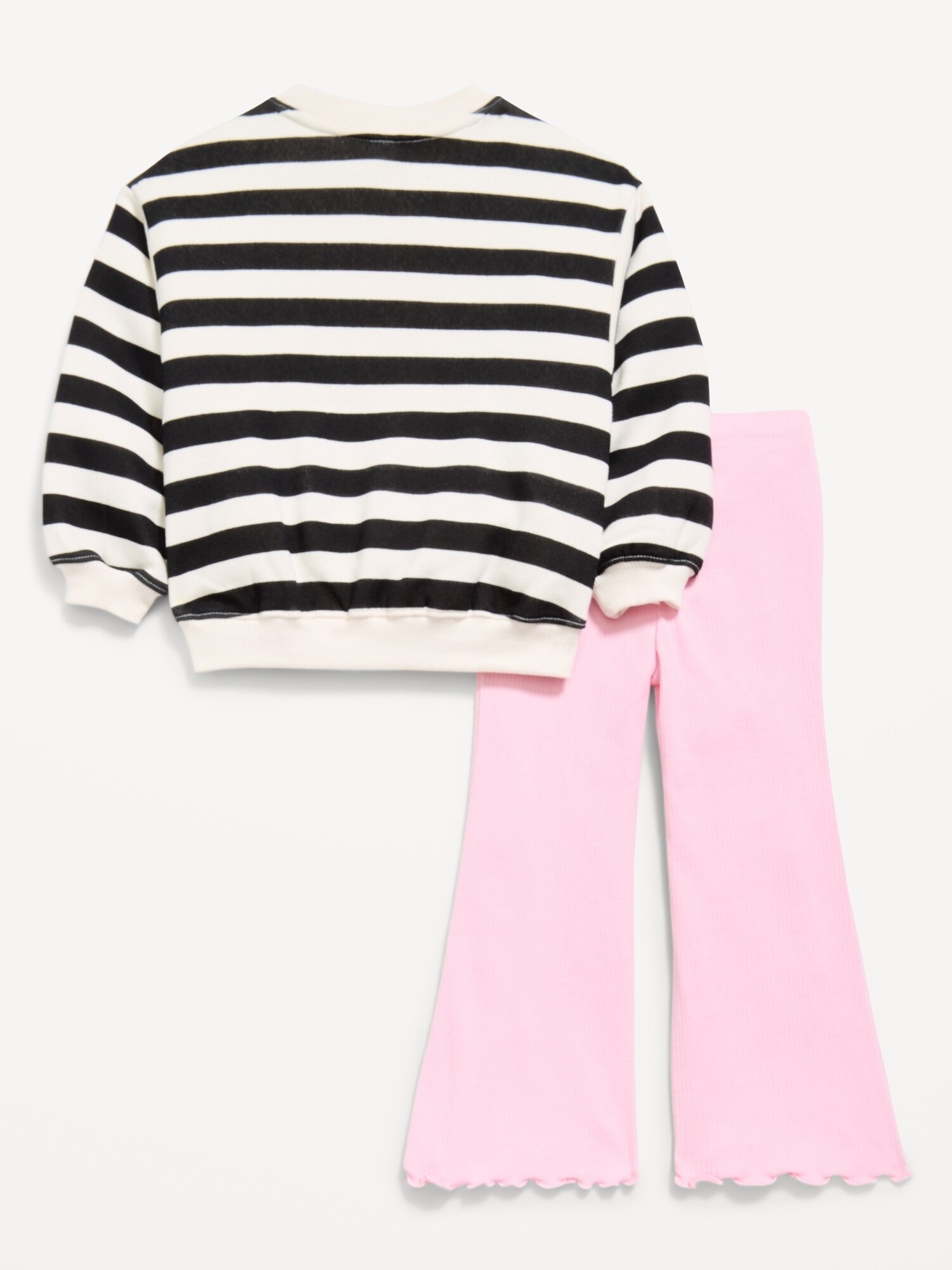 Комплект Old Navy Graphic Sweatshirt and Flared Legging Set для девочек-малышей, цвет: Чёрный / Белый полосатый — фото 3