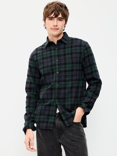 Relaxed Long-Sleeve Flannel Pocket Shirt