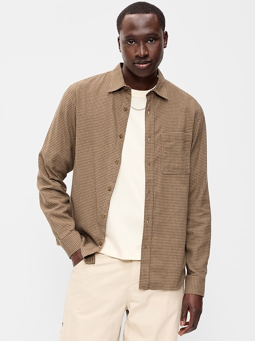Relaxed Long-Sleeve Flannel Pocket Shirt