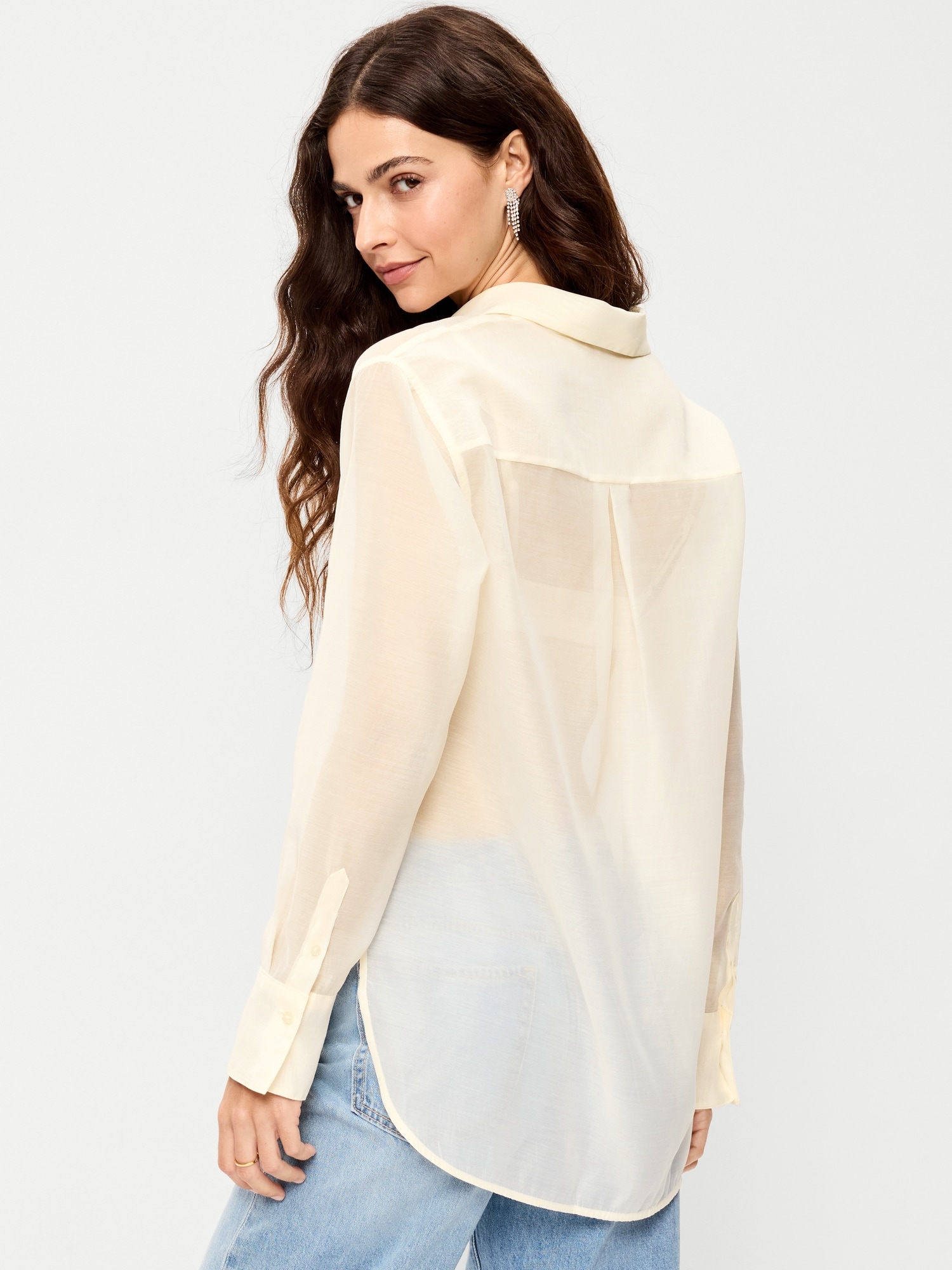 Organza Button-Down Shirt