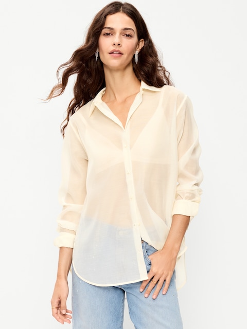 Organza Button-Down Shirt