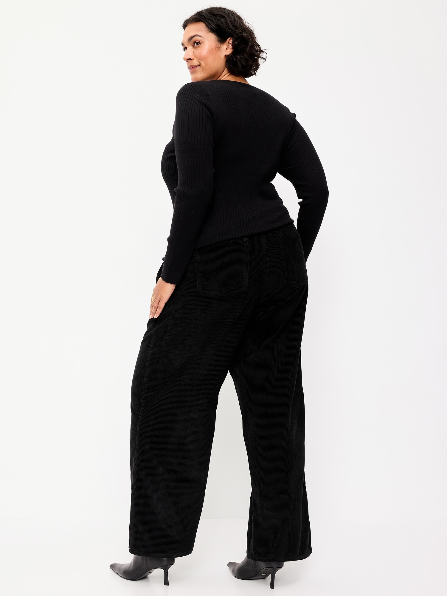 High-Waisted Baggy Wide-Leg Corduroy Pants