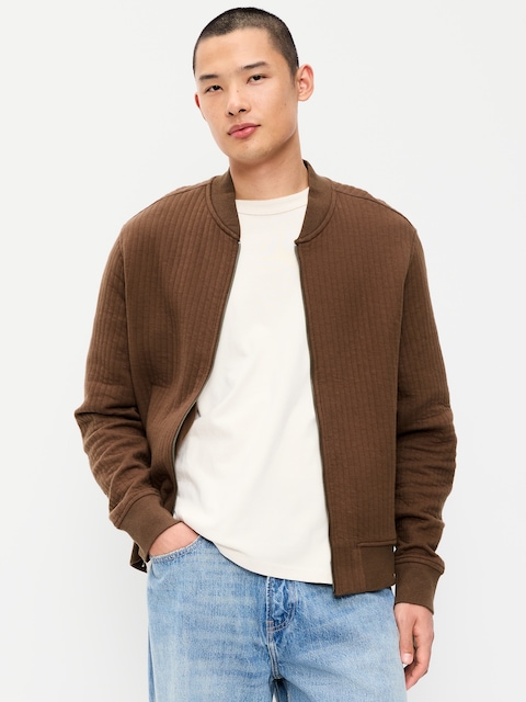 Quilted Fleece Bomber Jacket
