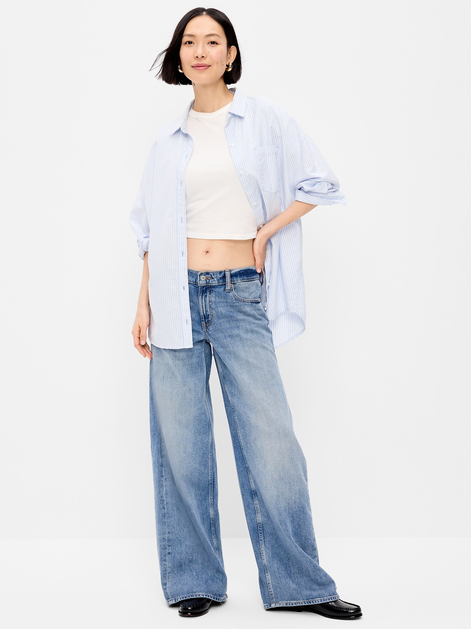 Low-Rise Baggy Wide-Leg Embellished Jeans