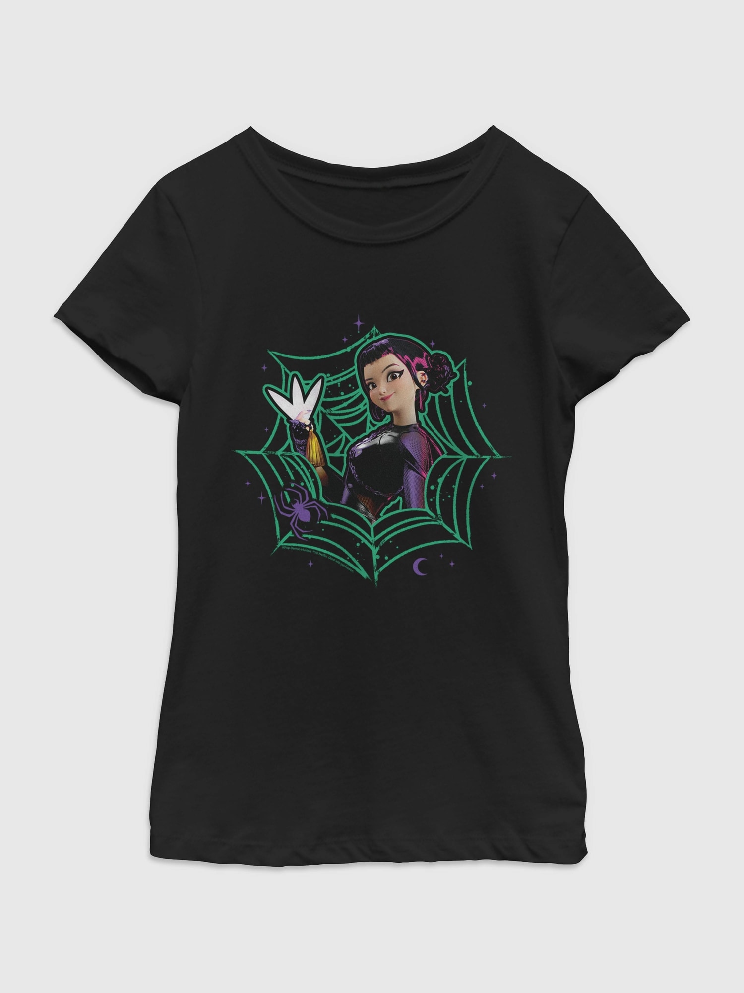 Детская футболка Old Navy KPop Demon Hunters Zoey Web Girls Graphic TShirt, цвет: Чёрный