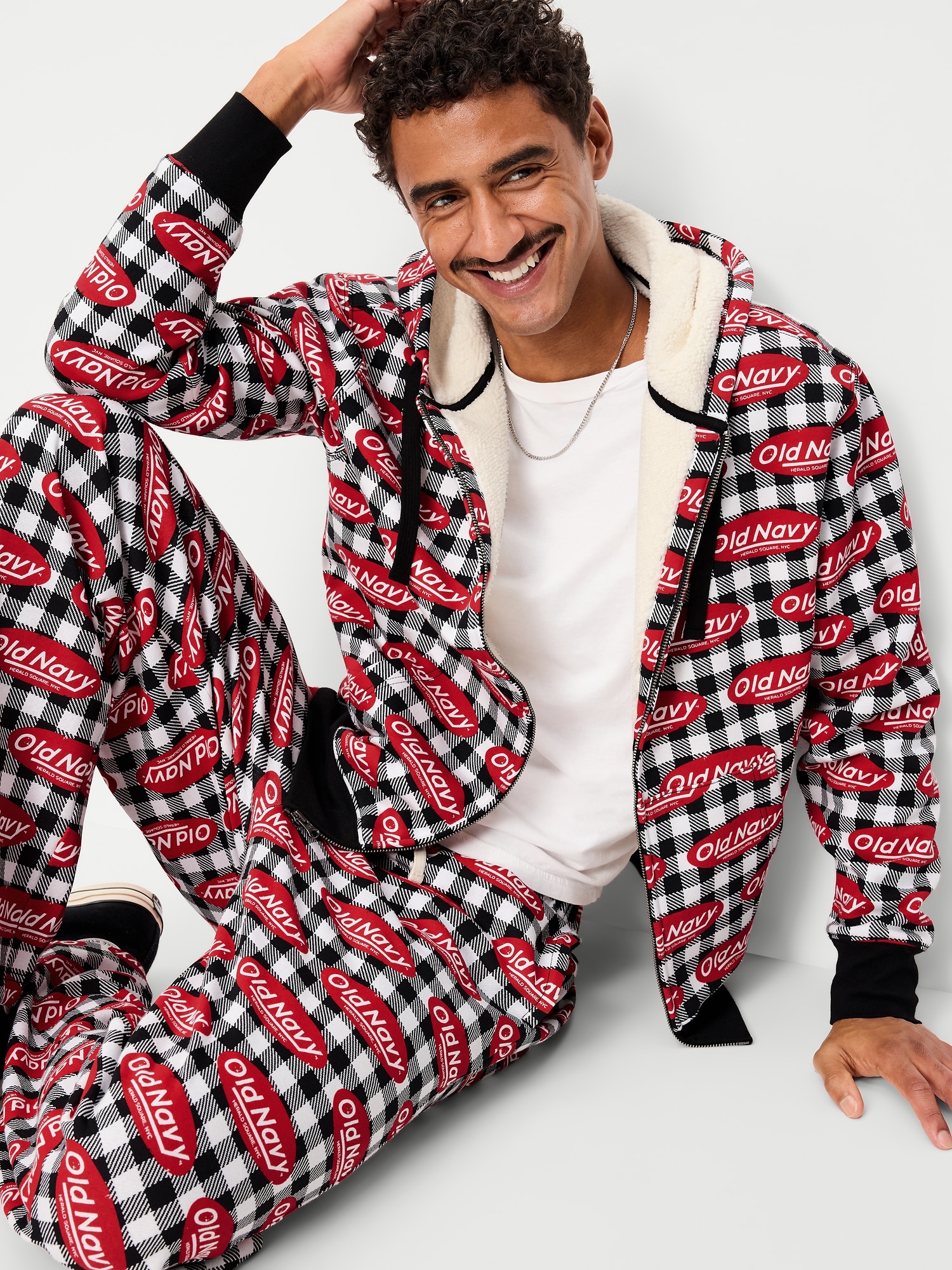 Sherpa-Lined Logo Graphic Full-Zip Hoodie