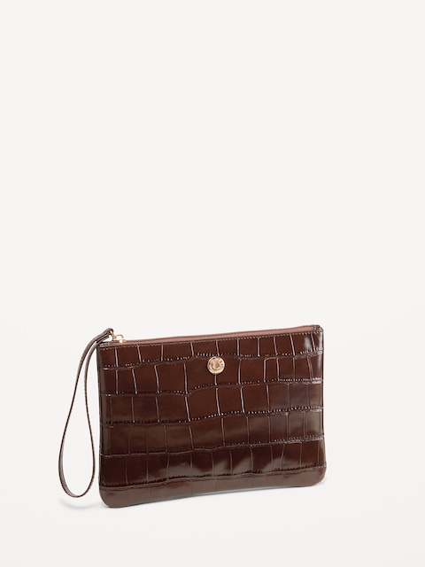 Croc-Embossed Wristlet