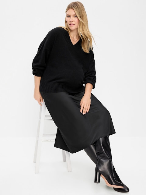 Maternity Satin A-Line Maxi Skirt