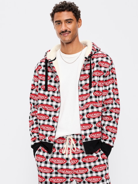 Sherpa-Lined Logo Graphic Full-Zip Hoodie