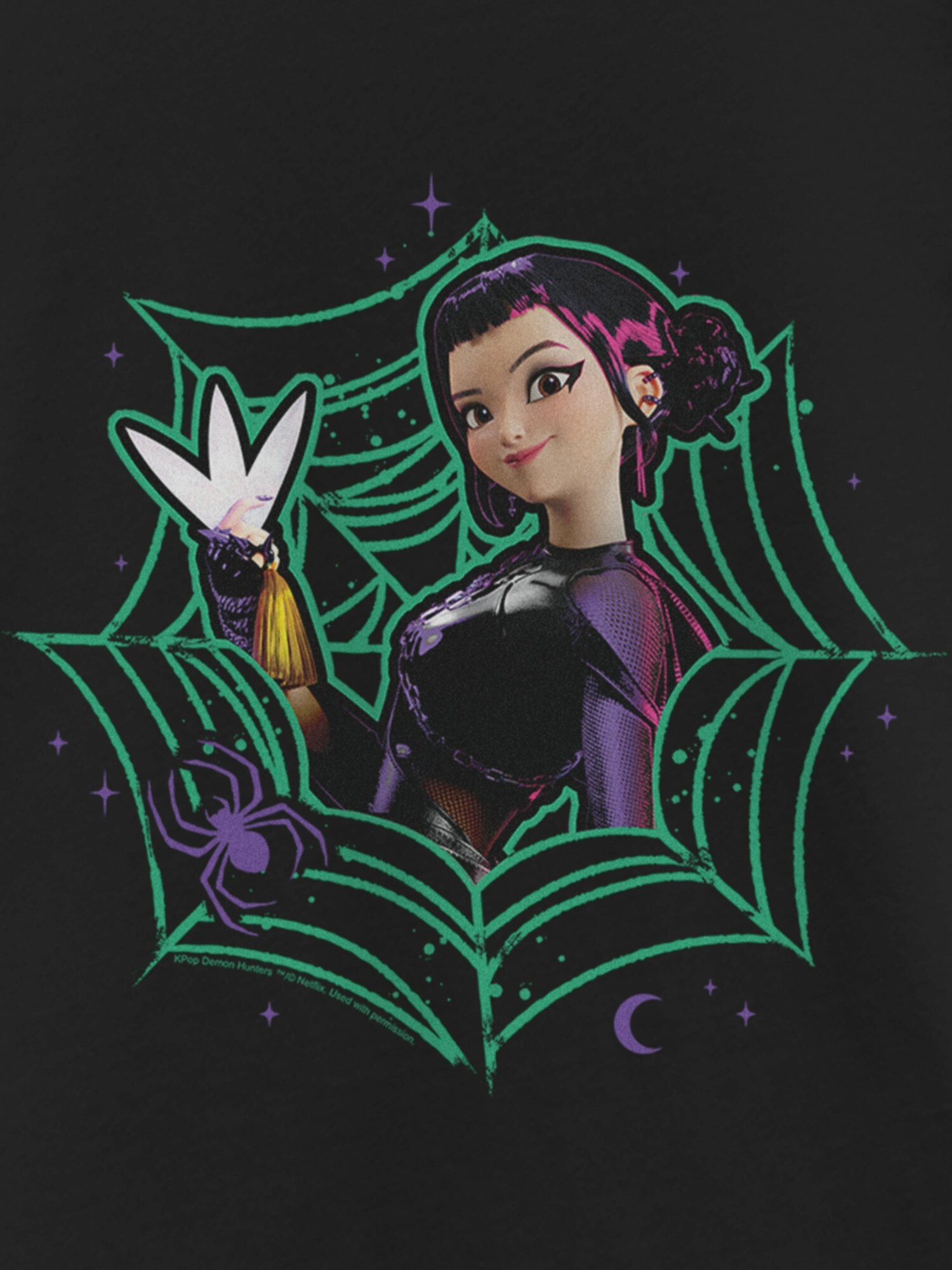 Детская футболка Old Navy KPop Demon Hunters Zoey Web Girls Graphic TShirt, цвет: Чёрный — фото 2