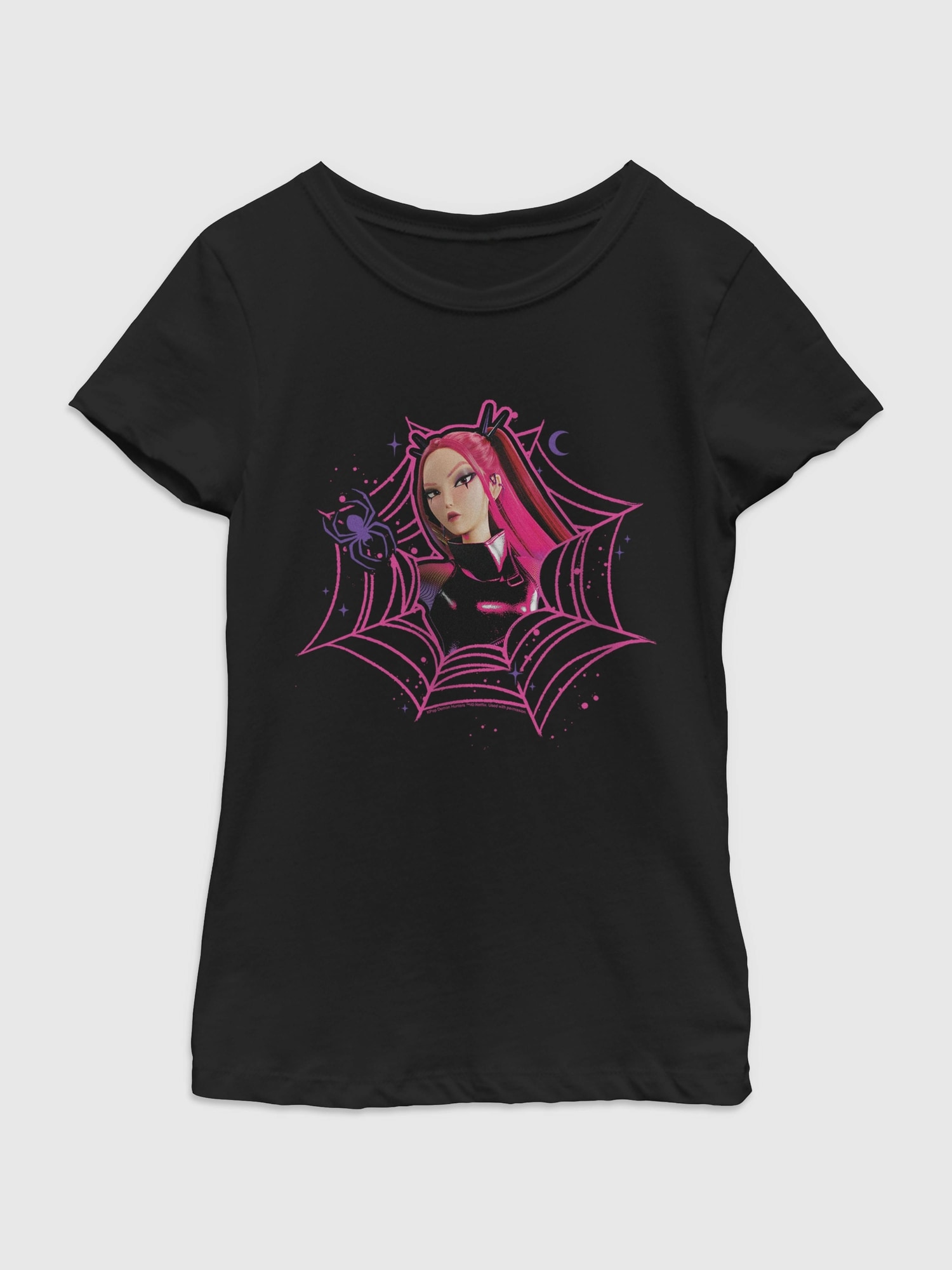 Детская футболка Old Navy KPop Demon Hunters Mira Web Girls Graphic TShirt, цвет: Чёрный