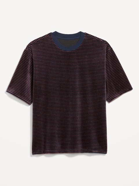 Loose Crew-Neck Velour T-Shirt