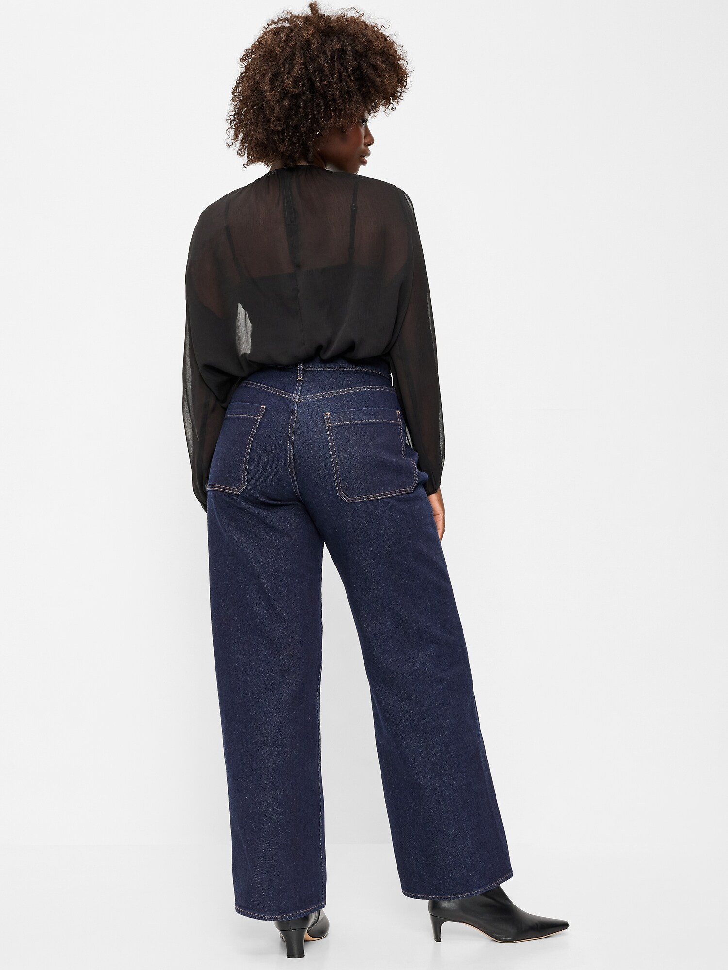 Женские джинсы Old Navy Extra High-Waisted Wide-Leg, цвет: Тёмная варка — фото 6