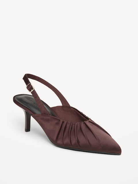 Pointed-Toe Slingback Satin Heels for Women
