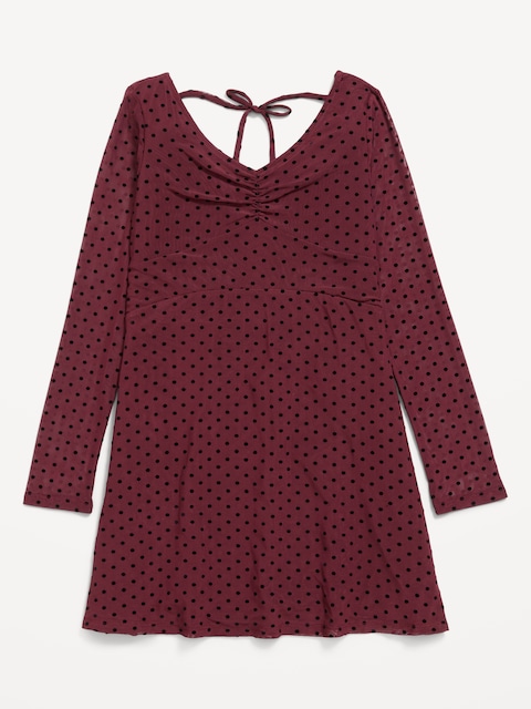 Fit and Flare Polka-Dot Mesh Dress for Girls