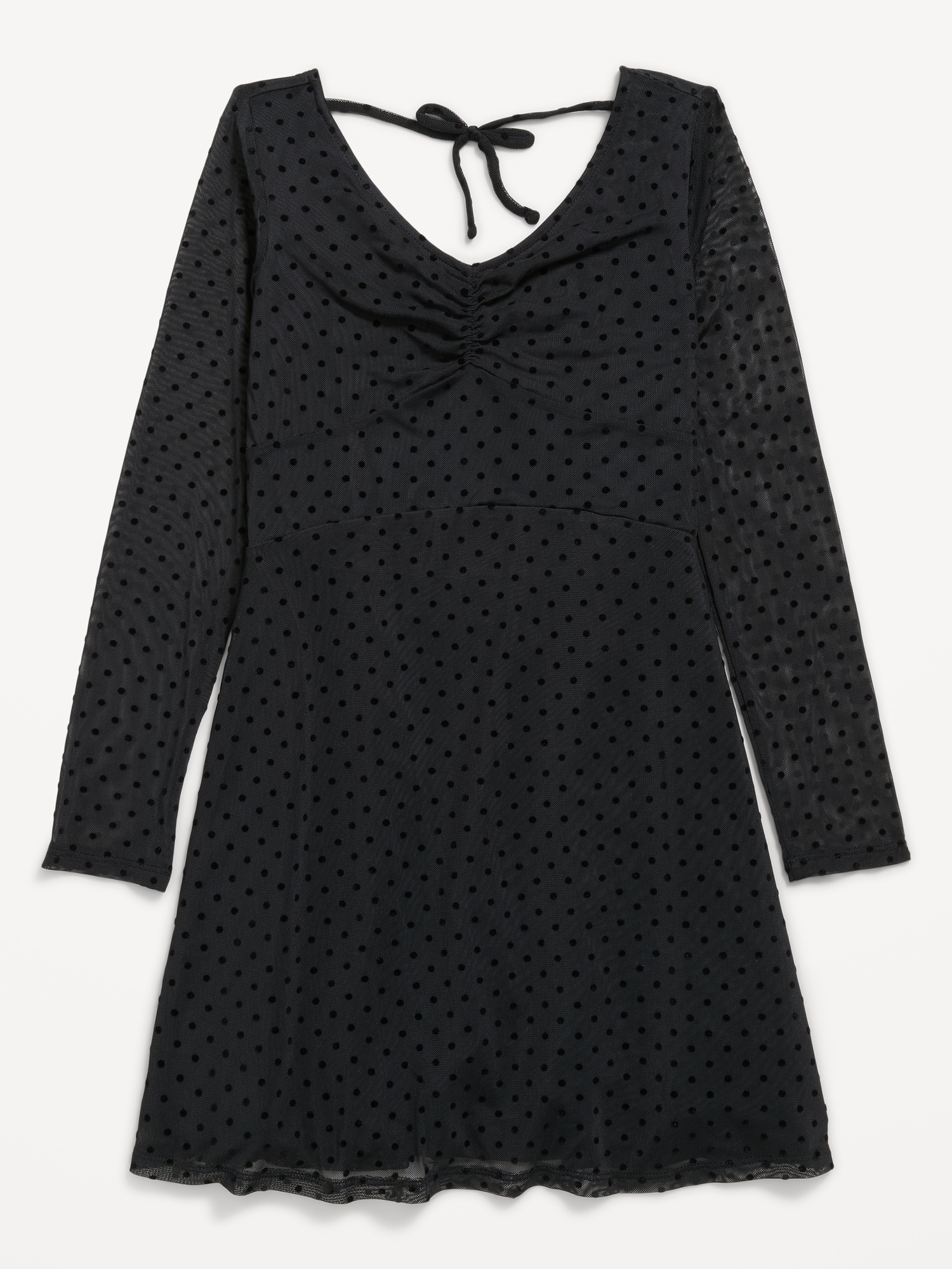 Fit and Flare Polka-Dot Mesh Dress for Girls