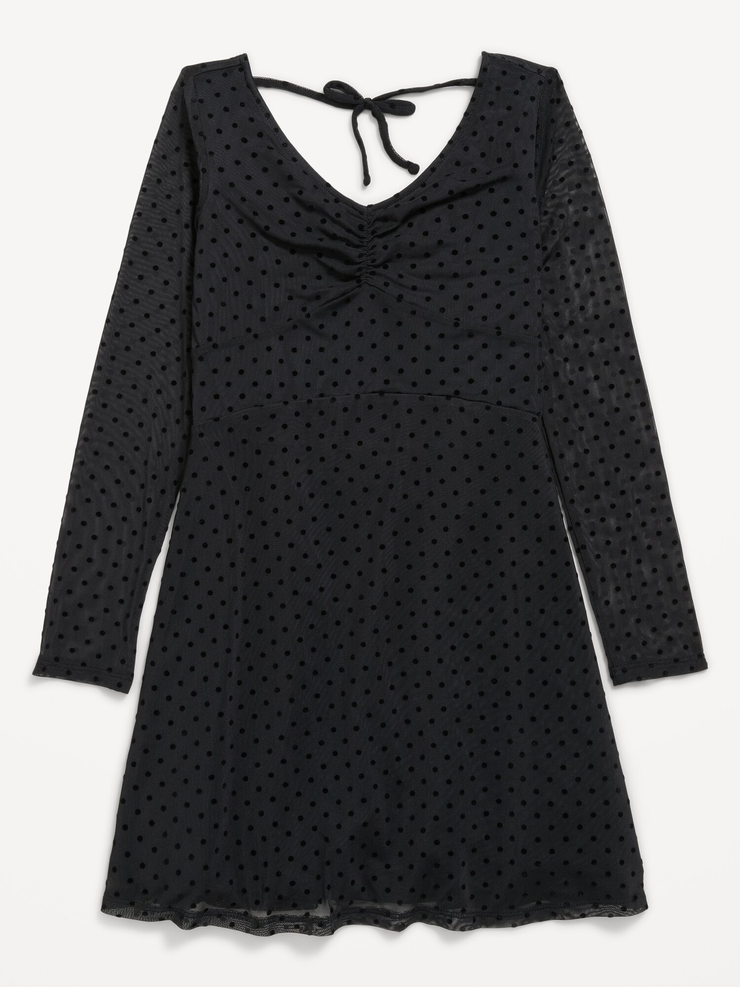 Платье Old Navy Fit and Flare Polka-Dot Mesh Dress для девочек, цвет: Чёрный — фото 2