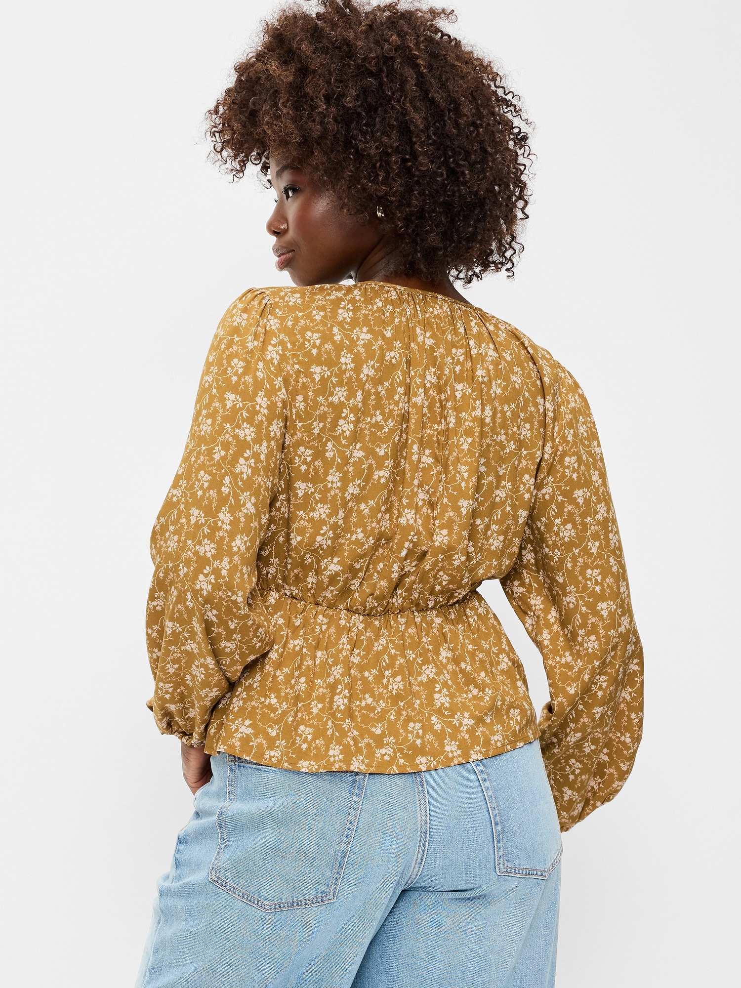 Long-Sleeve Tie-Front Top