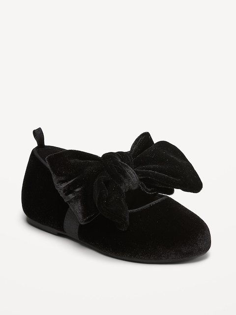 Velvet Bow Ballet Flats for Toddler Girls