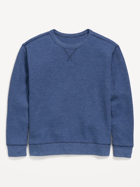 Long-Sleeve Waffle Knit T-Shirt for Boys